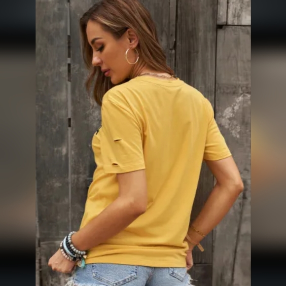 ♥️New yellow California distressed tshirt - Picture 5 of 12